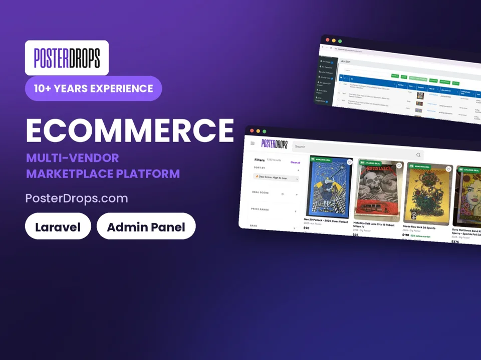 PosterDrops: multi-vendor marketplace screenshot