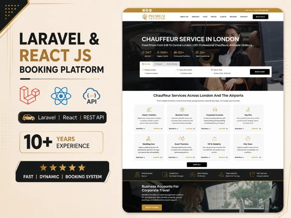 Premium Transfers: chauffeur booking · london screenshot